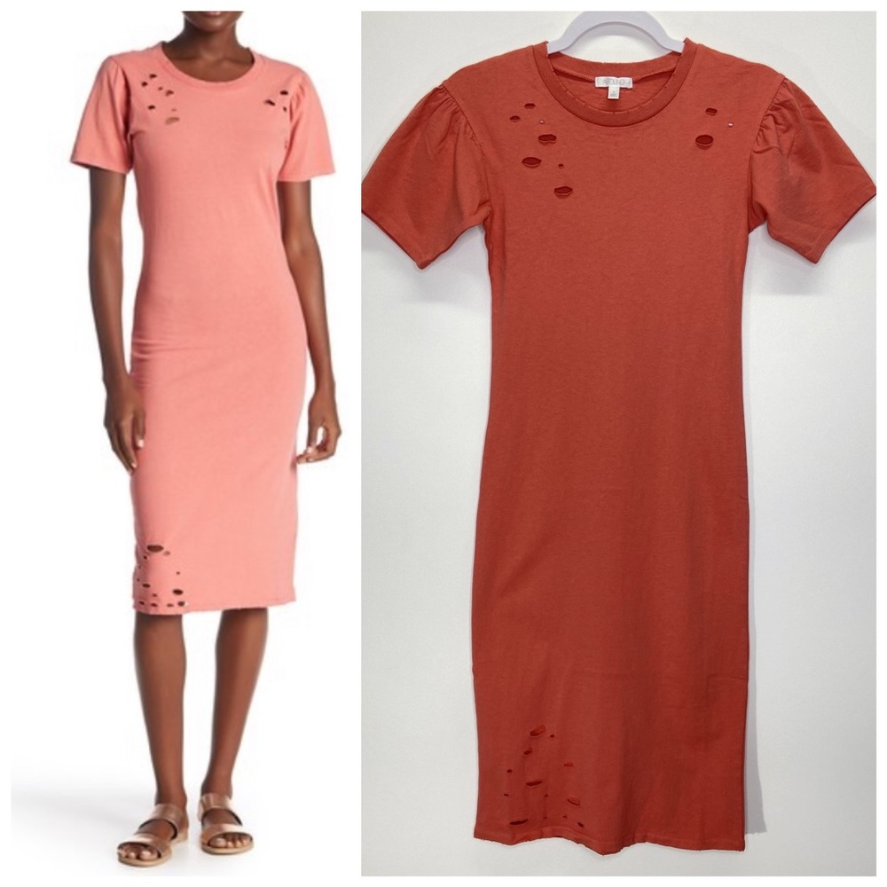 Abound Nordstrom Distressed Sheath Midi Dress XS